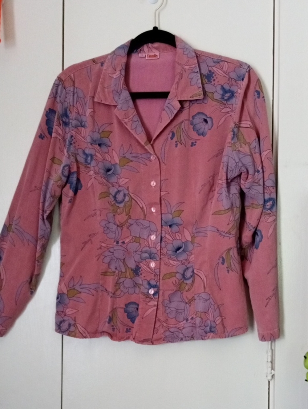 Vintage Tianello Floral Button Blouse -Size Small Tencel Rayon Mauve Made USA
